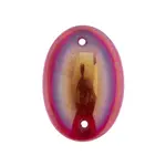Czech Glass 2 Hole Cabochon 25x18mm Oval Opaque Iridescent Red 6pcs