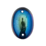 Czech Glass 2 Hole Cabochon 25x18mm Oval Opaque Jet AB 6pcs