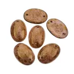Czech Glass 2 Hole Cabochon 25x18mm Oval Opaque Marble Amber 6 pcs