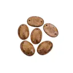 Czech Glass 2 Hole Cabochon 25x18mm Oval Opaque Marble Amber 6 pcs