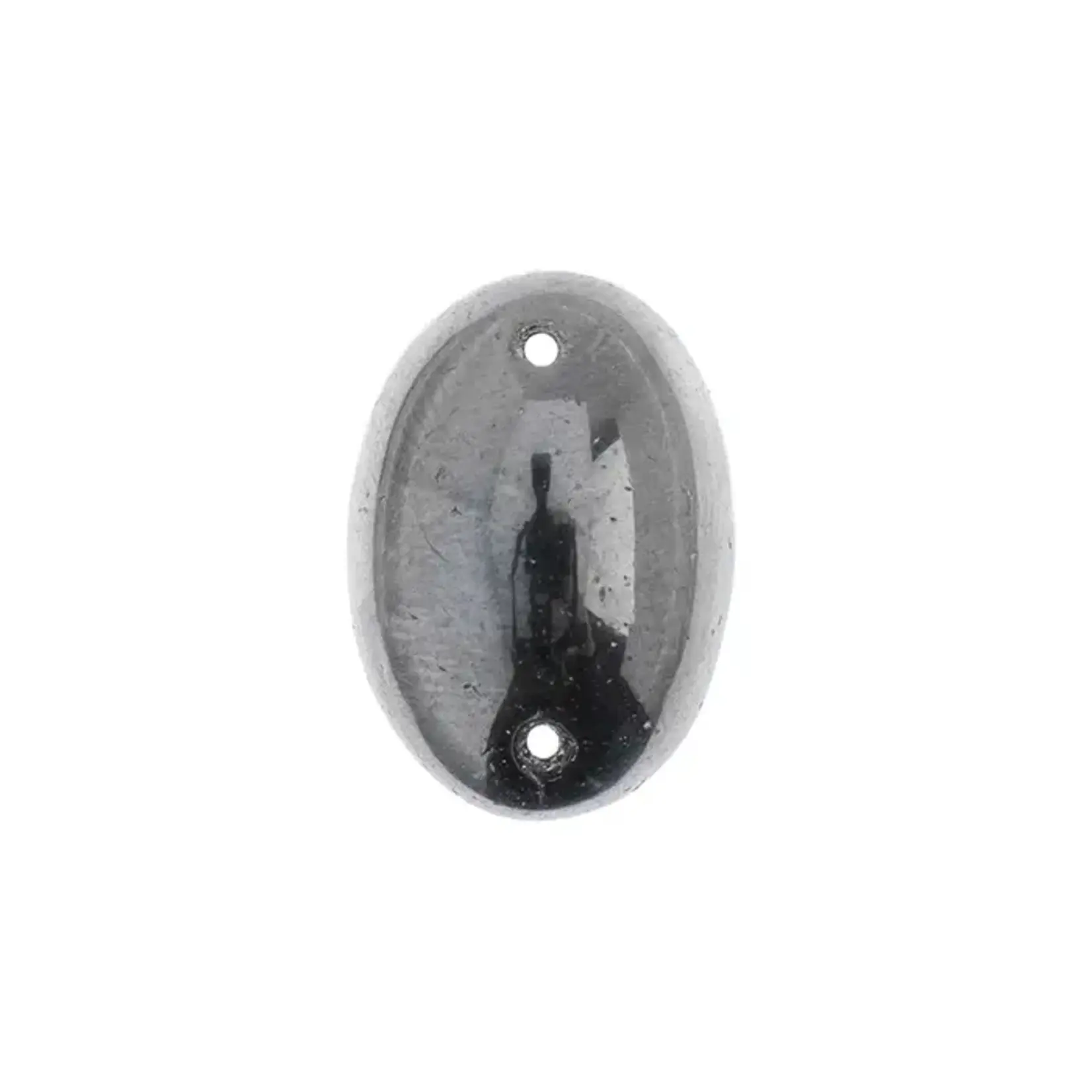 Czech Glass 2 Hole Cabochon 25x18mm Oval Opaque Metallic  Hematite 6pcs