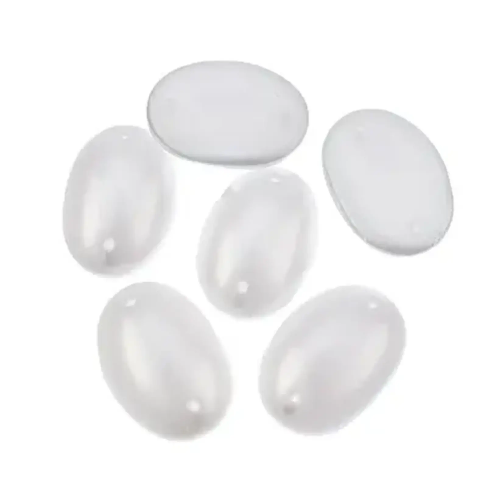 Czech Glass 2 Hole Cabochon 25x18mm Oval Opaque Pearl 6pcs