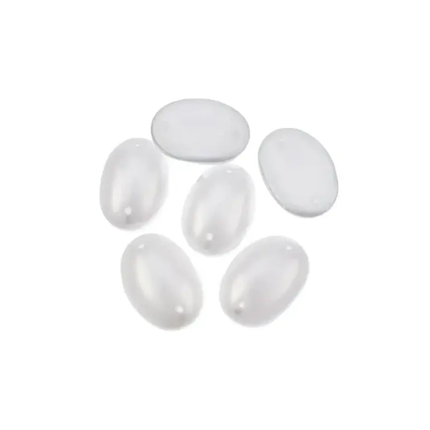 Czech Glass 2 Hole Cabochon 25x18mm Oval Opaque Pearl 6pcs