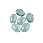 Czech Glass 2 Hole Cabochon 25x18mm Oval Transparent Blue Marble Foiling 6pcs