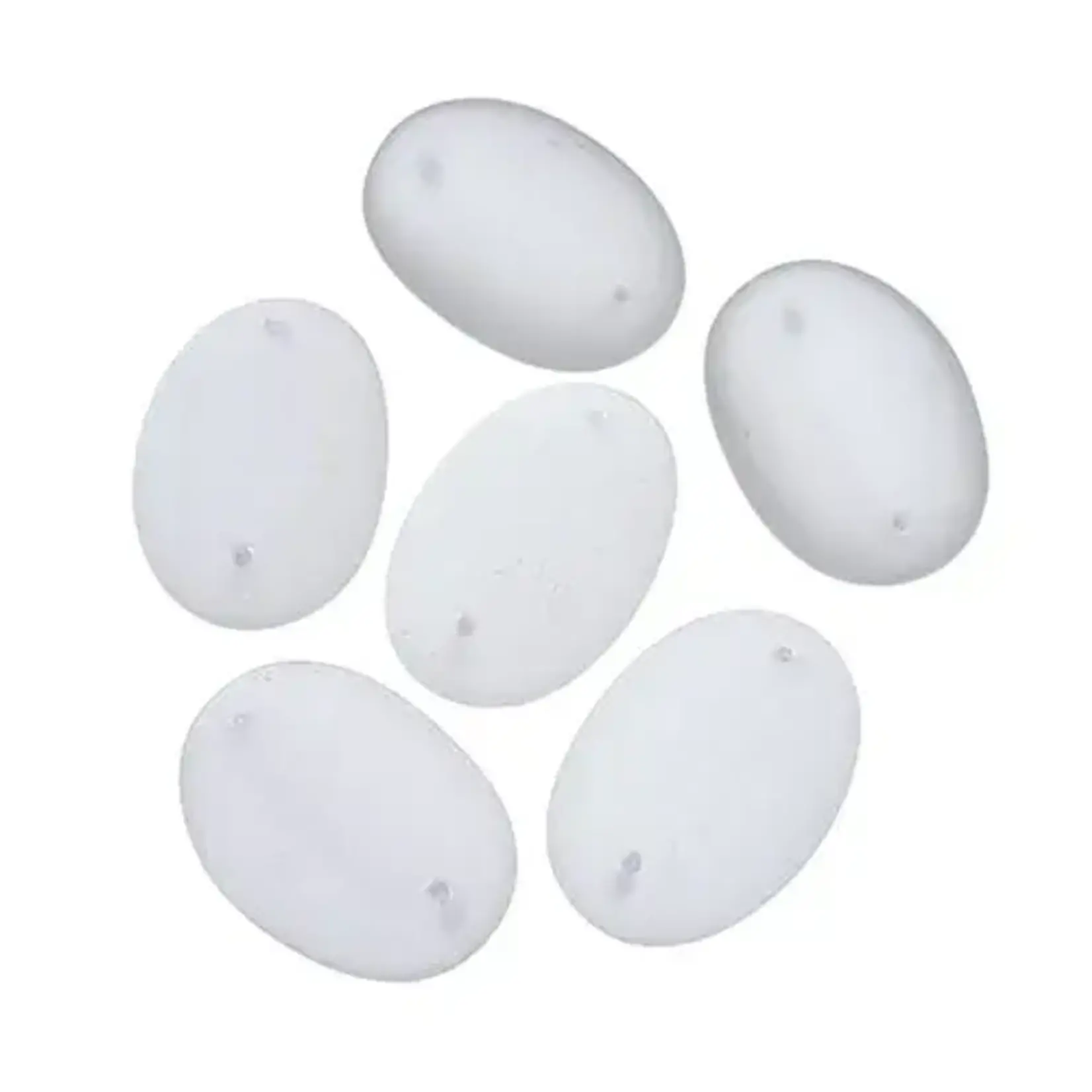 Czech Glass 2 Hole Cabochon 25x18mm Oval Transparent Crystal Matt 6pcs
