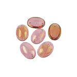 Czech Glass 2 Hole Cabochon 25x18mm Oval Transparent Red Marble Foiling 6pcs