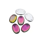 Czech Glass 2 Hole Cabochon 25x18mm Oval Transparent Vitrail Foiling 6pcs