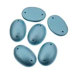 Czech Glass 2 Hole Cabochon 25x18mm Oval Transparent Vitrail Green Foiling 6pcs