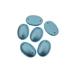 Czech Glass 2 Hole Cabochon 25x18mm Oval Transparent Vitrail Green Foiling 6pcs