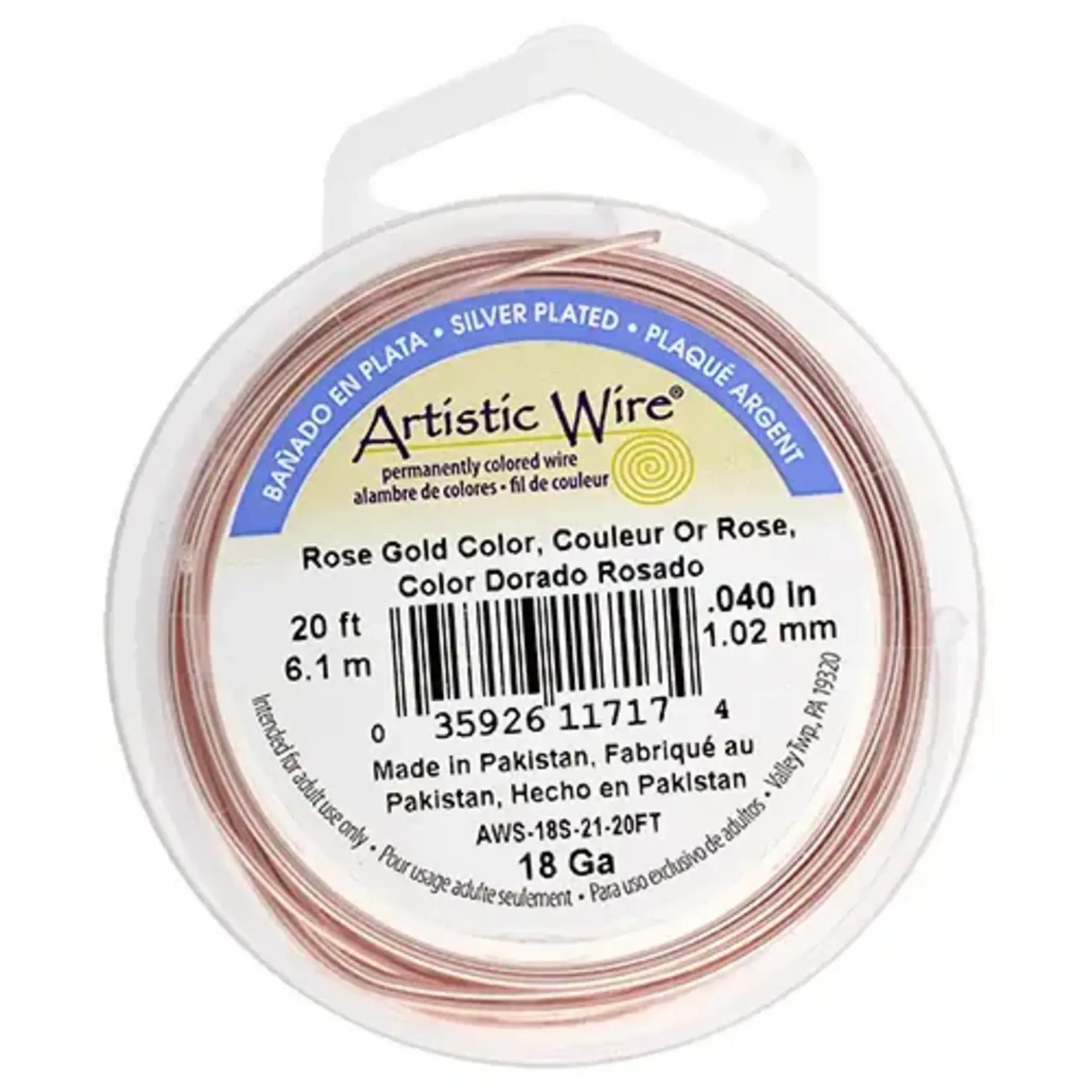 Art Wire 18ga Lead/Nickel safe - Rose Gold 20ft
