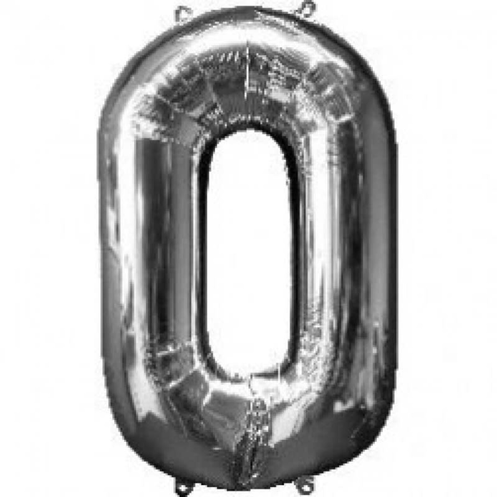 Foil Number Balloon 34 Inches Silver Number 0