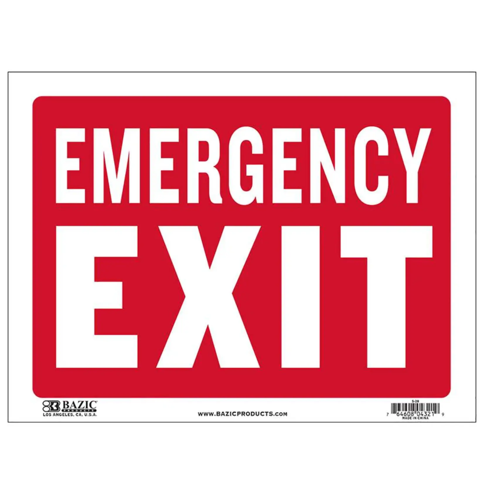 Bazic Bazic Signs 9"x12" -  Emergency Exit