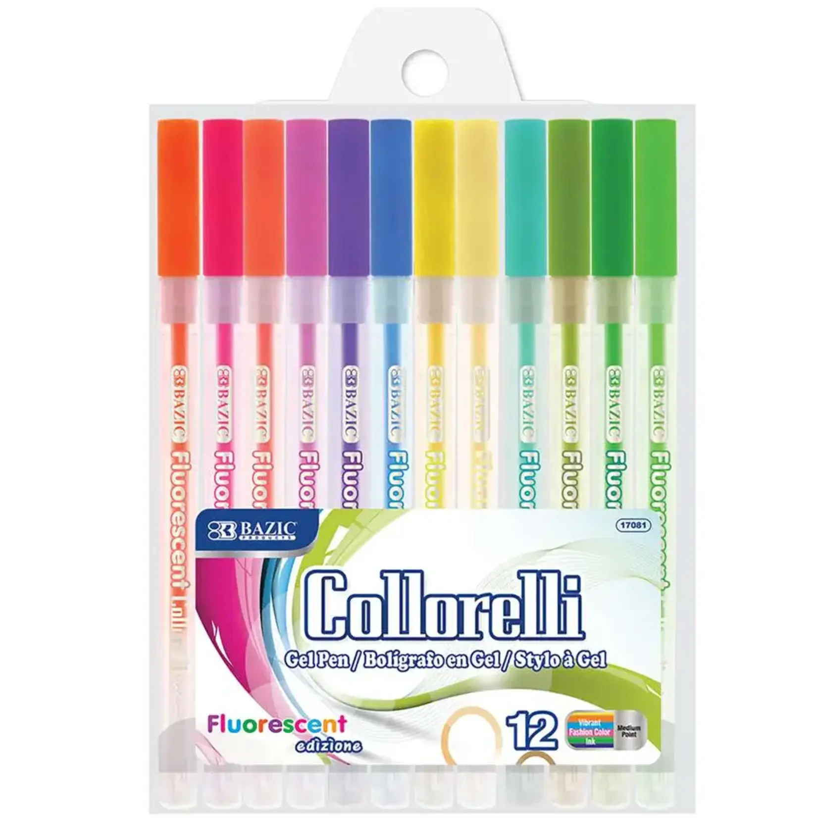 Bazic 12 Fluorescent Color Collorelli Gel Pen