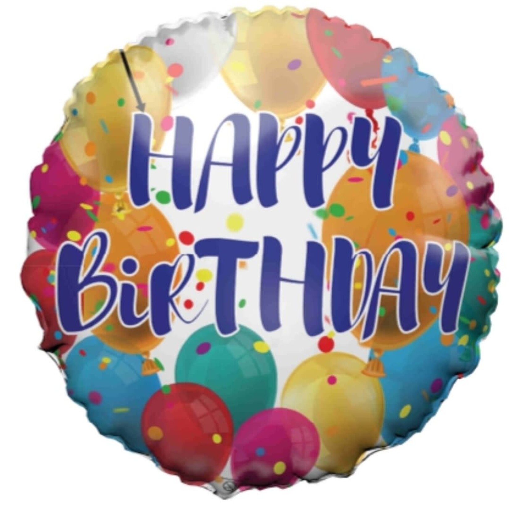 18" Round Foil Balloon - HBDAY BALLOONS