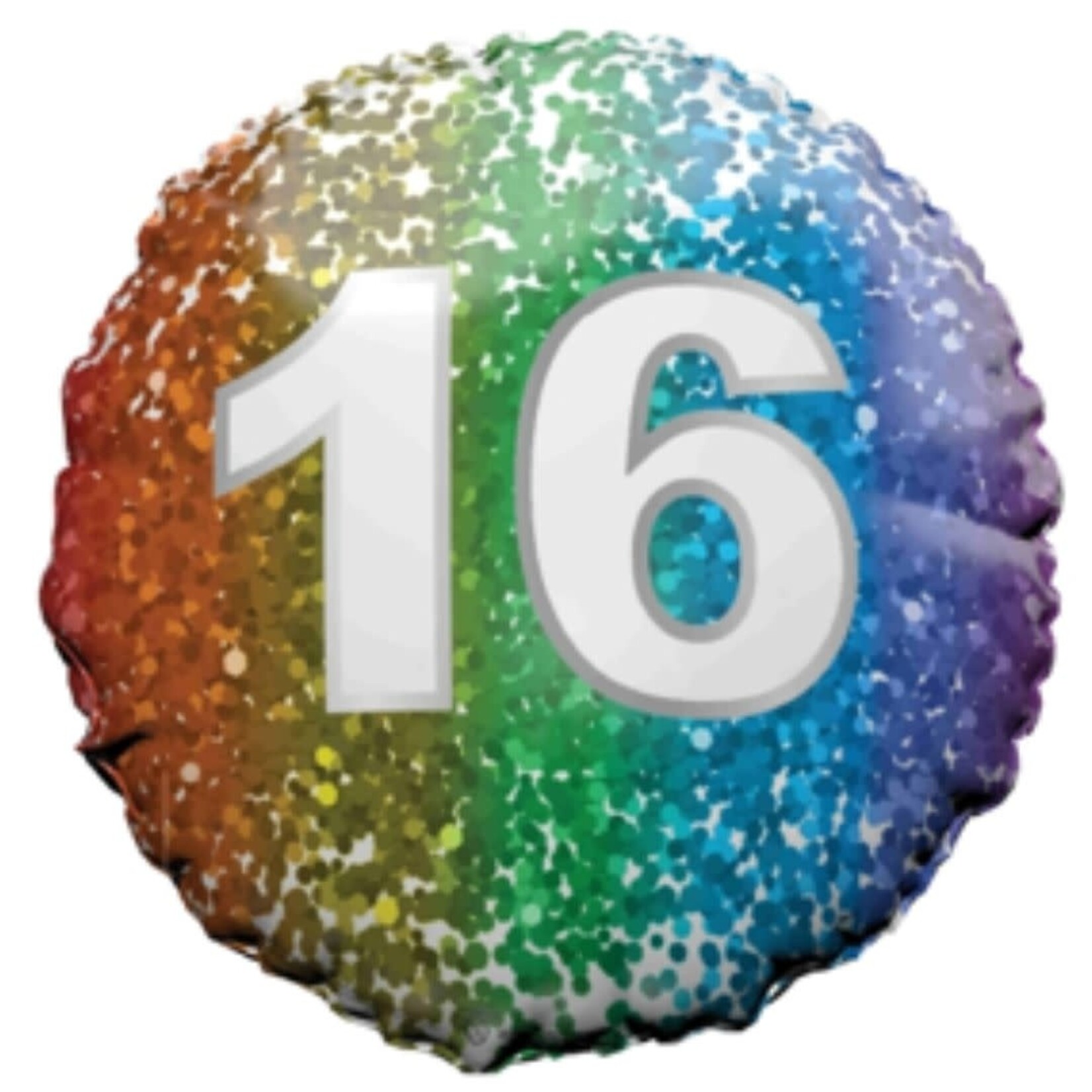 18" Round Foil Balloon - 16 RAINBOW CONFETTI