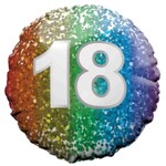 18" Round Foil Balloon - 18 RAINBOW CONFETTI