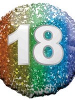 18" Round Foil Balloon - 18 RAINBOW CONFETTI