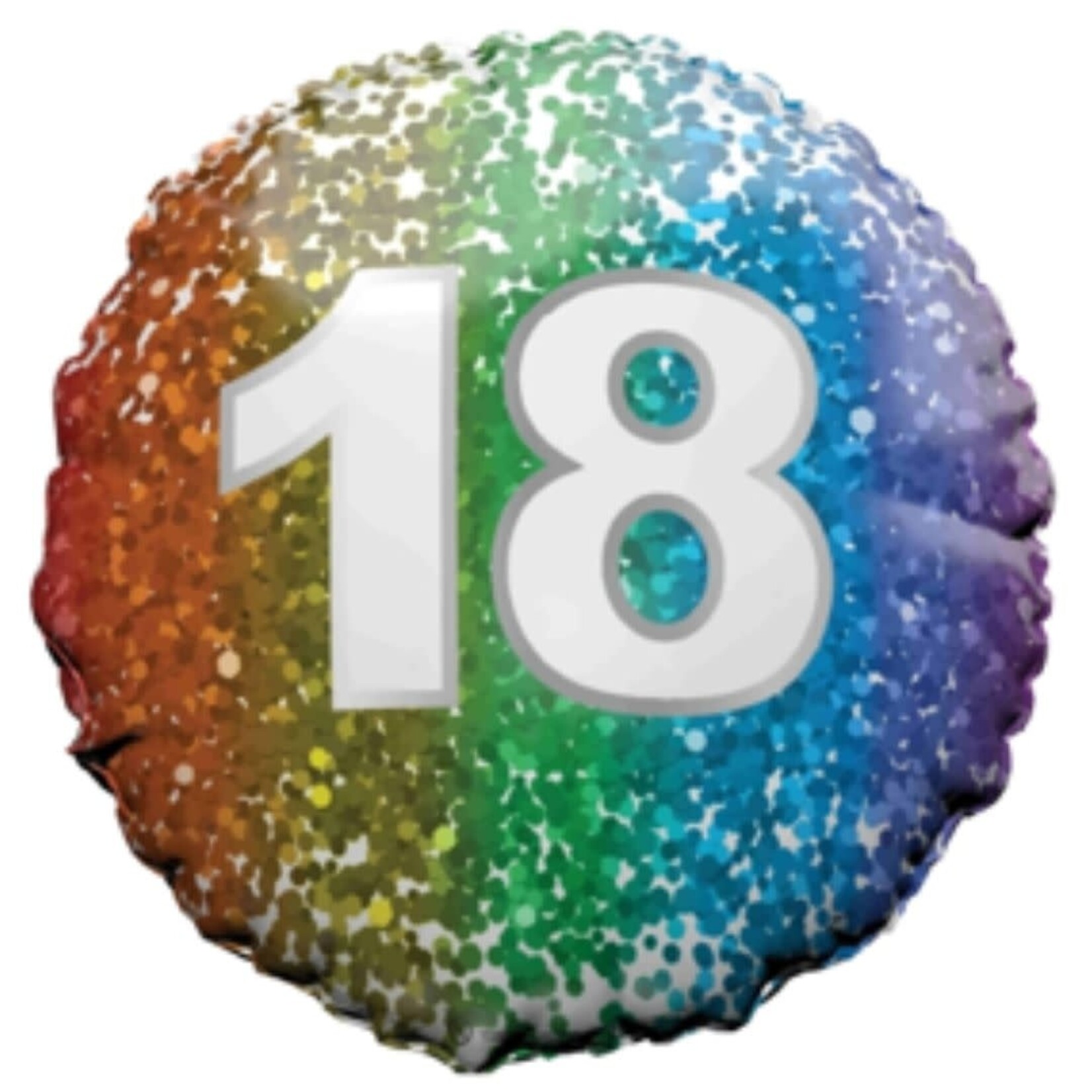 18" Round Foil Balloon - 18 RAINBOW CONFETTI
