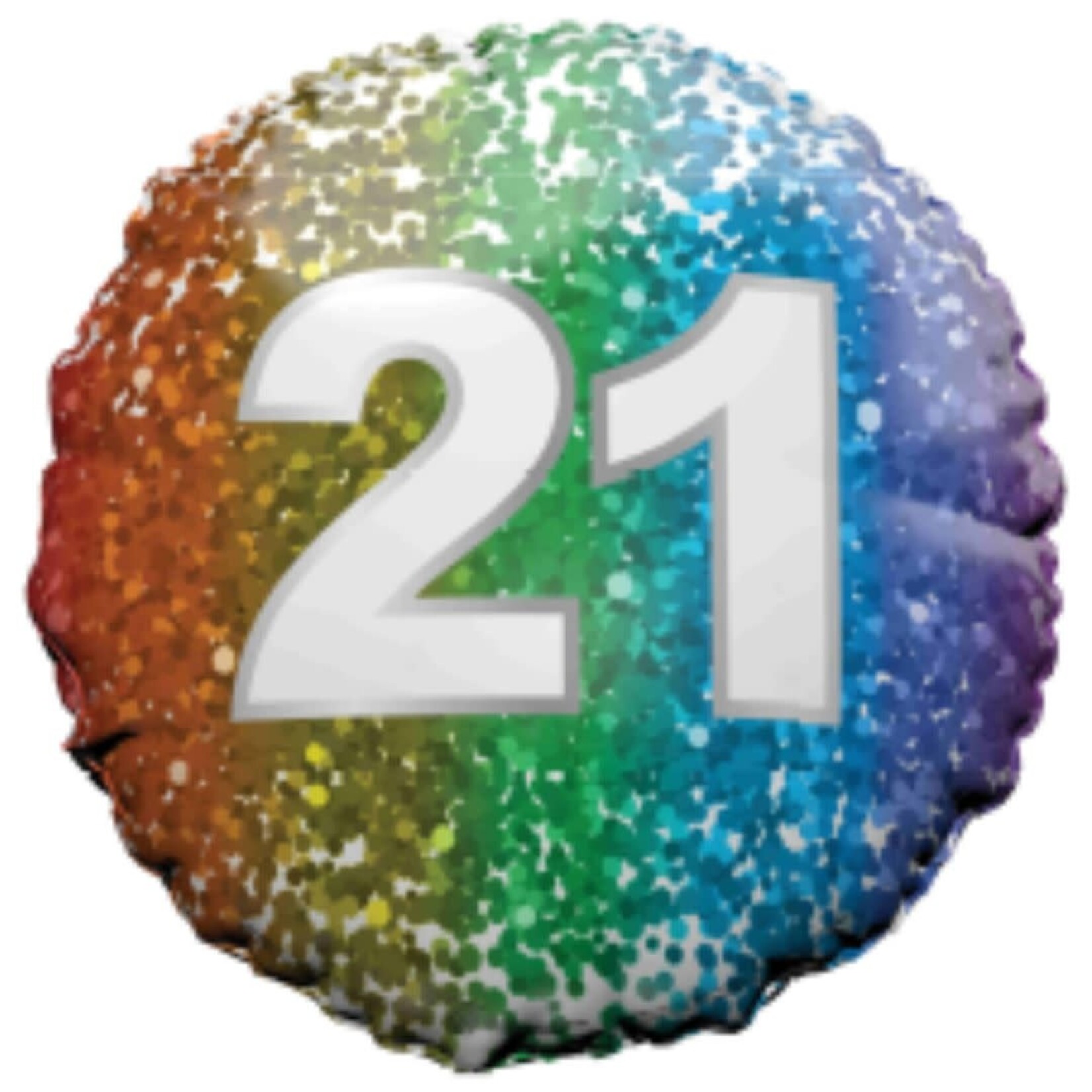18" Round Foil Balloon - 21 RAINBOW CONFETTI