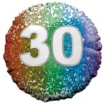 18" Round Foil Balloon - 30 RAINBOW CONFETTI