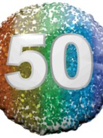 18" Round Foil Balloon - 50 RAINBOW CONFETTI