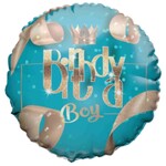 18" Round Foil Balloon - BDAY BOY W/ RIBBONS