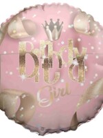 18" Round Foil Balloon - BDAY GIRL WITH RIBBONS
