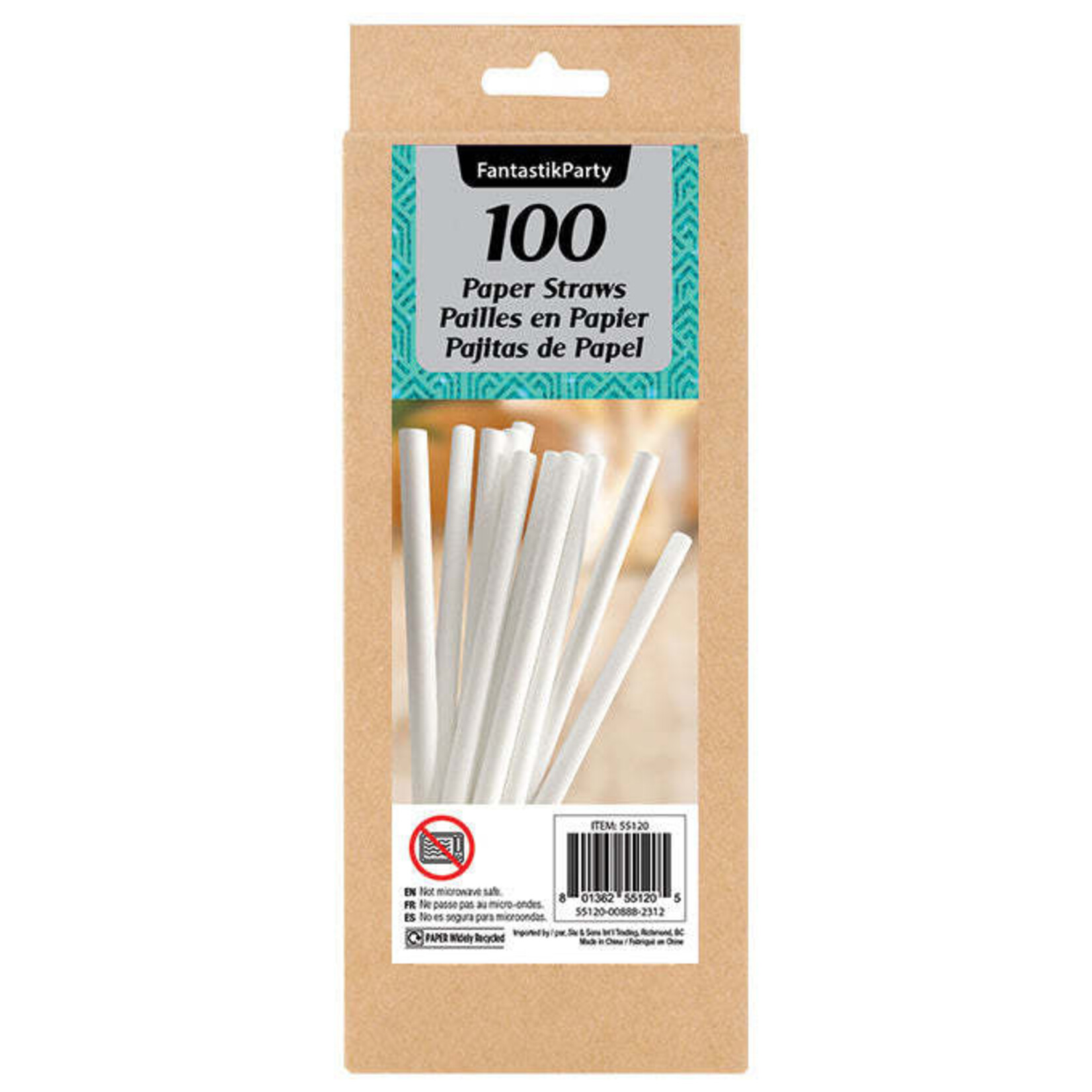 100Pcs Paper Straw with Angle Cut