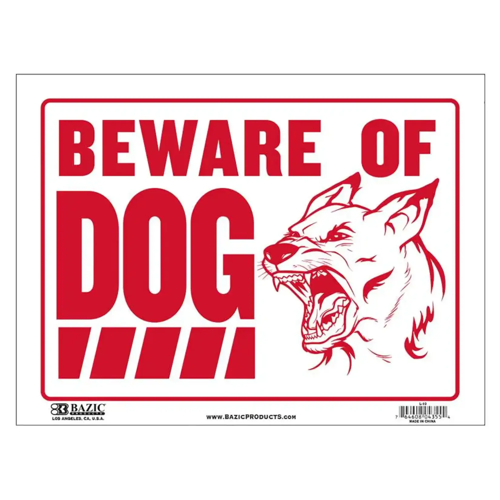 Bazic 'Beware of Dog' 12" X 16" Sign