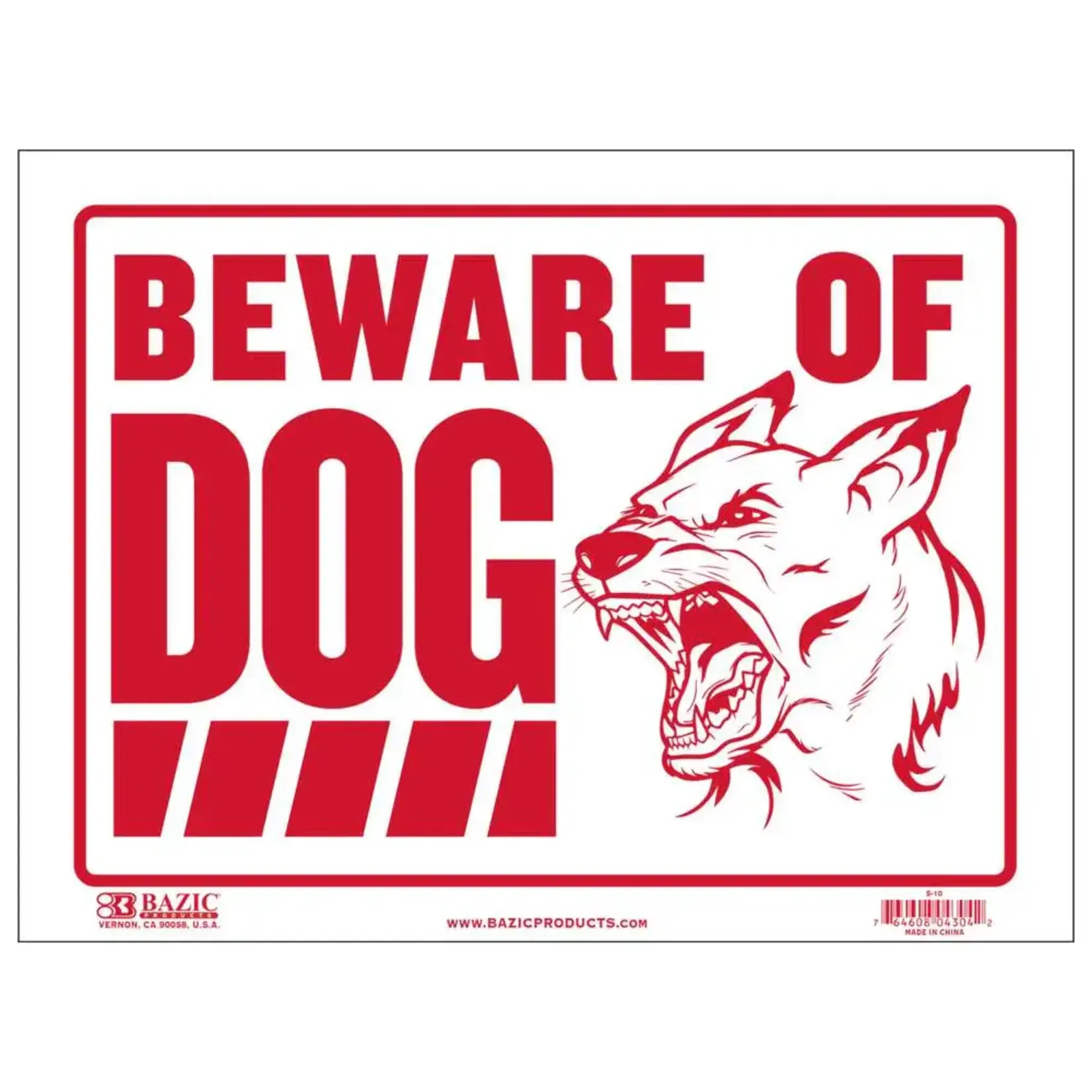 Bazic 'Beware of Dog' 9" X 12" Sign
