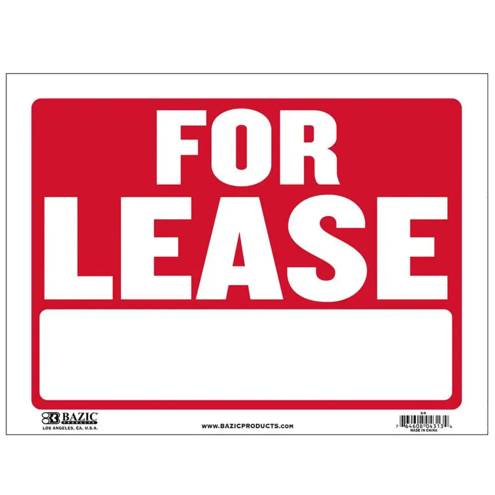 Bazic 'For Lease' 9" X 12" Sign