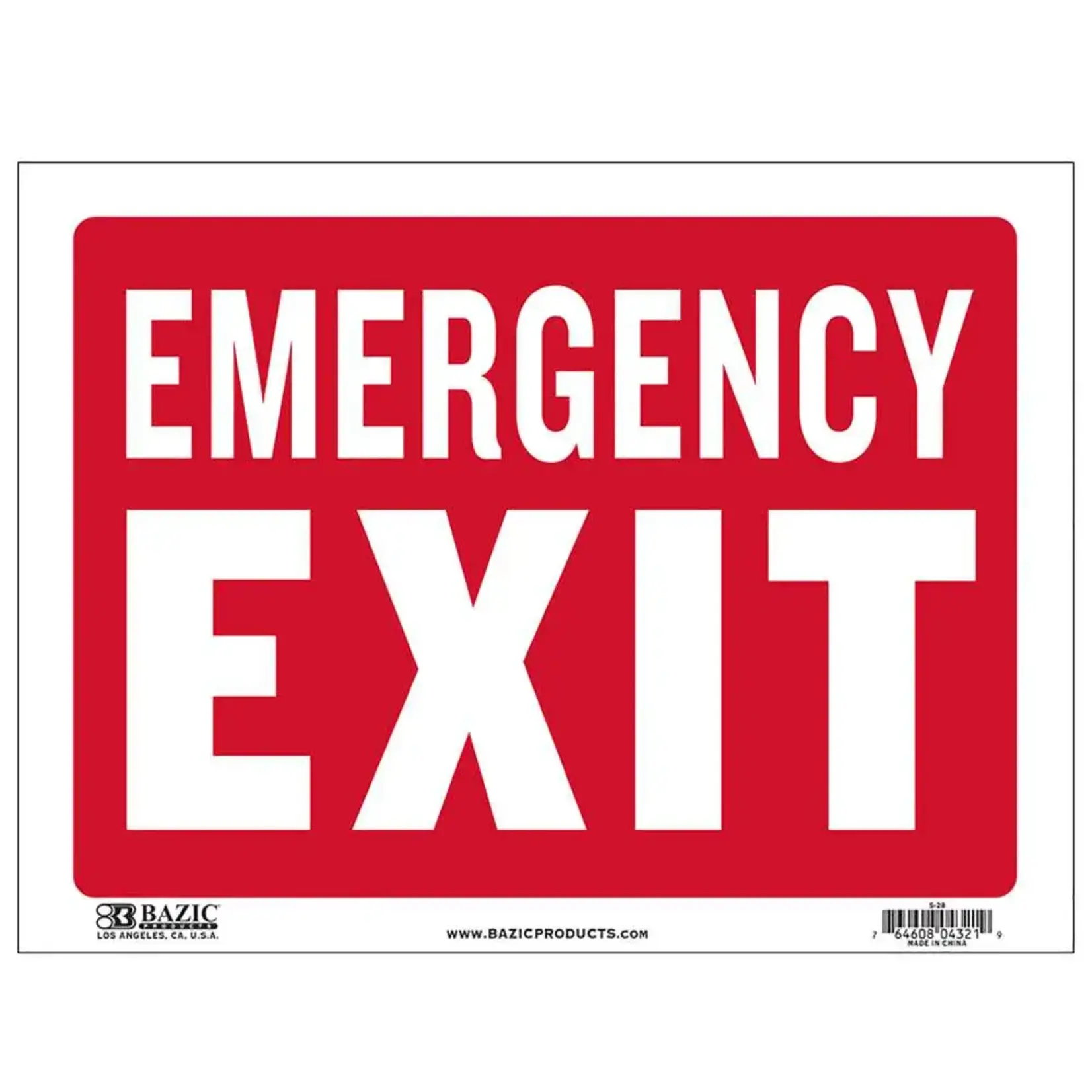Bazic Bazic Signs 9"x12" -  Emergency Exit