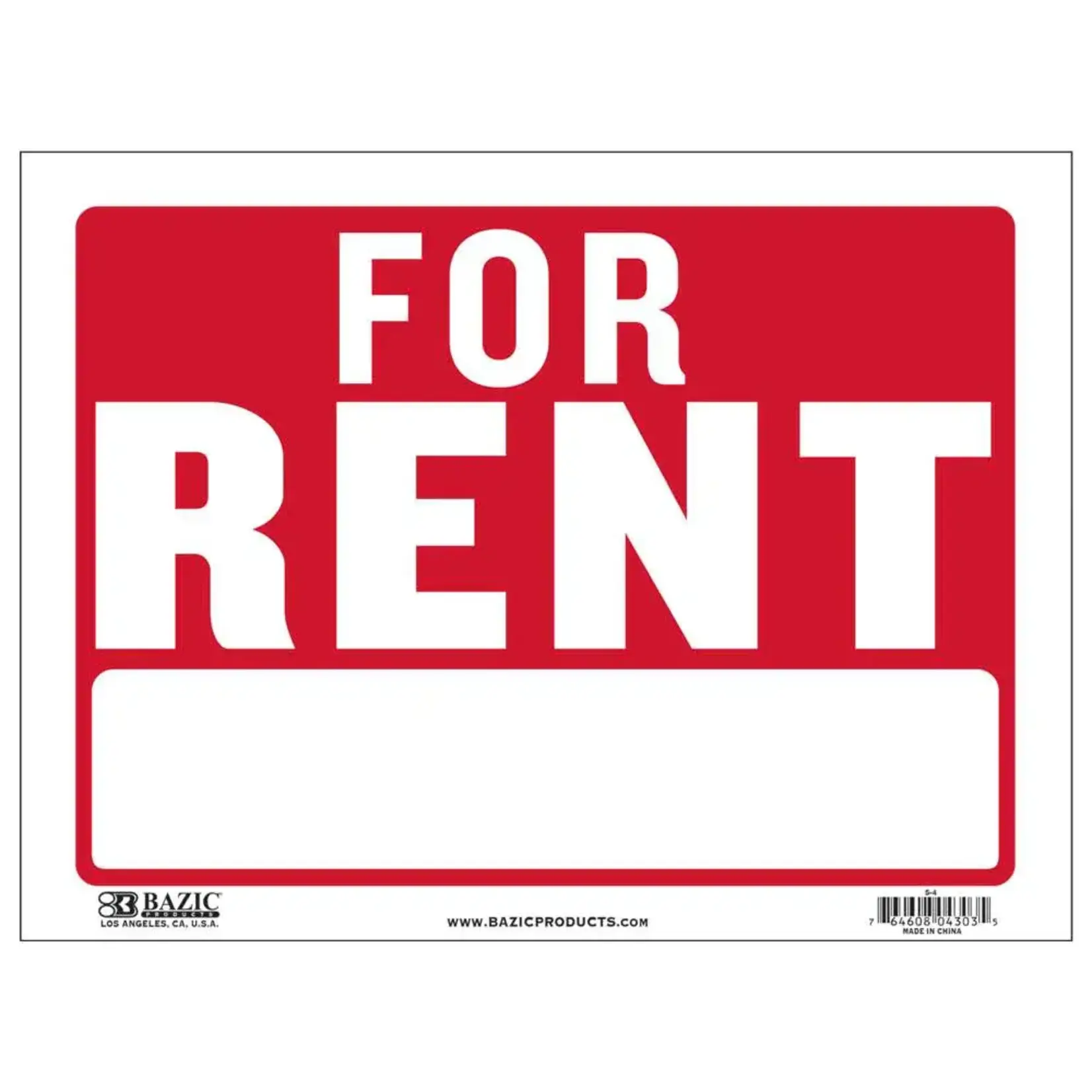 Bazic Bazic  9" x 12"'FOR RENT' Sign