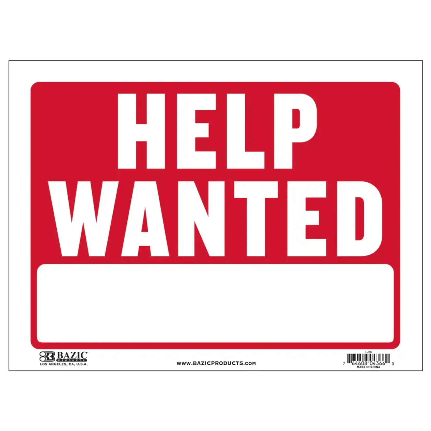 Bazic Bazic Sign 12" x 16" -  Help Wanted