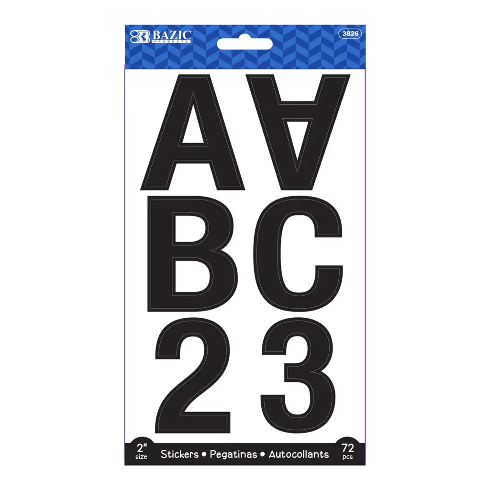 Bazic 2" Black Color Alphabet & Numbers Stickers