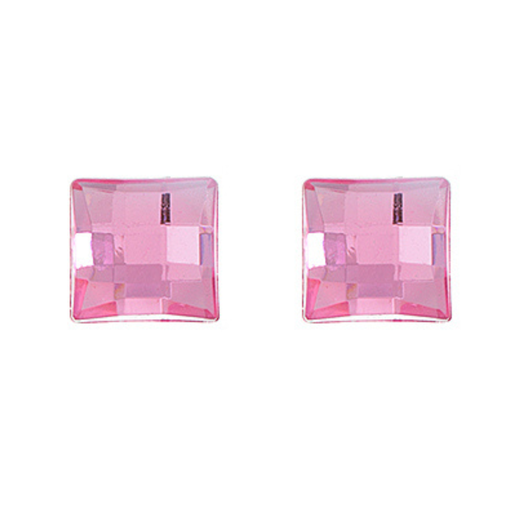Acrylic Facetted Rhinestone Square 10mm (100 pcs) Light Pink