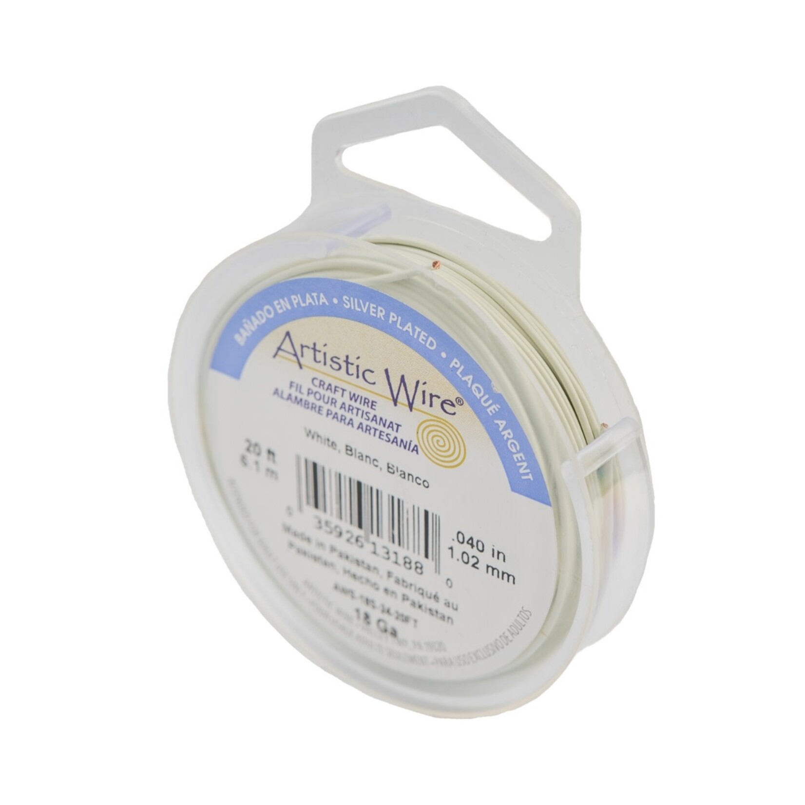 Art Wire 18ga Lead/Nickel safe - White Silver Plated 20ft