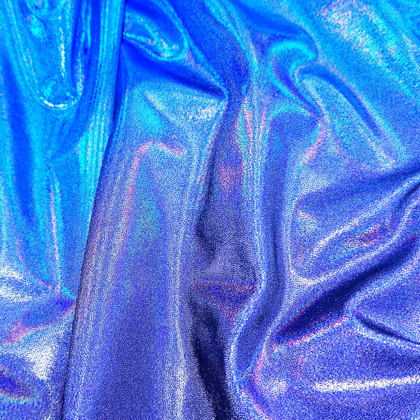 Nylon Spandex Hologram Foil Print 58/60" X 280G/Y - Ocean Blue/Navy
