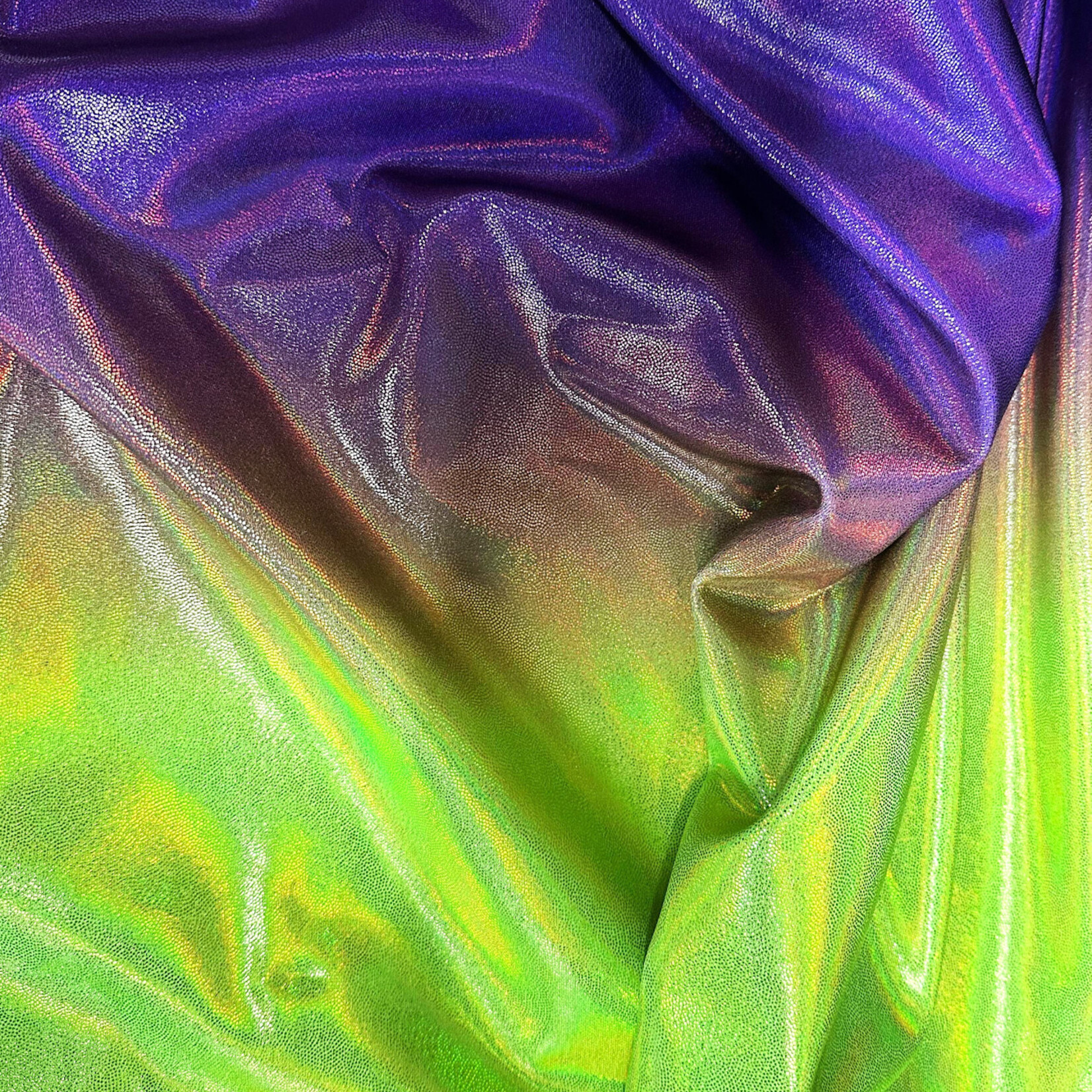 Nylon Spandex Hologram Foil Print 58/60" X 280G/Y - Neon Green/Purple