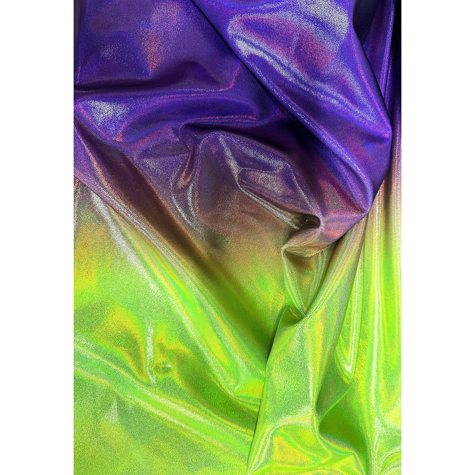 Nylon Spandex Hologram Foil Print 58/60" X 280G/Y - Neon Green/Purple