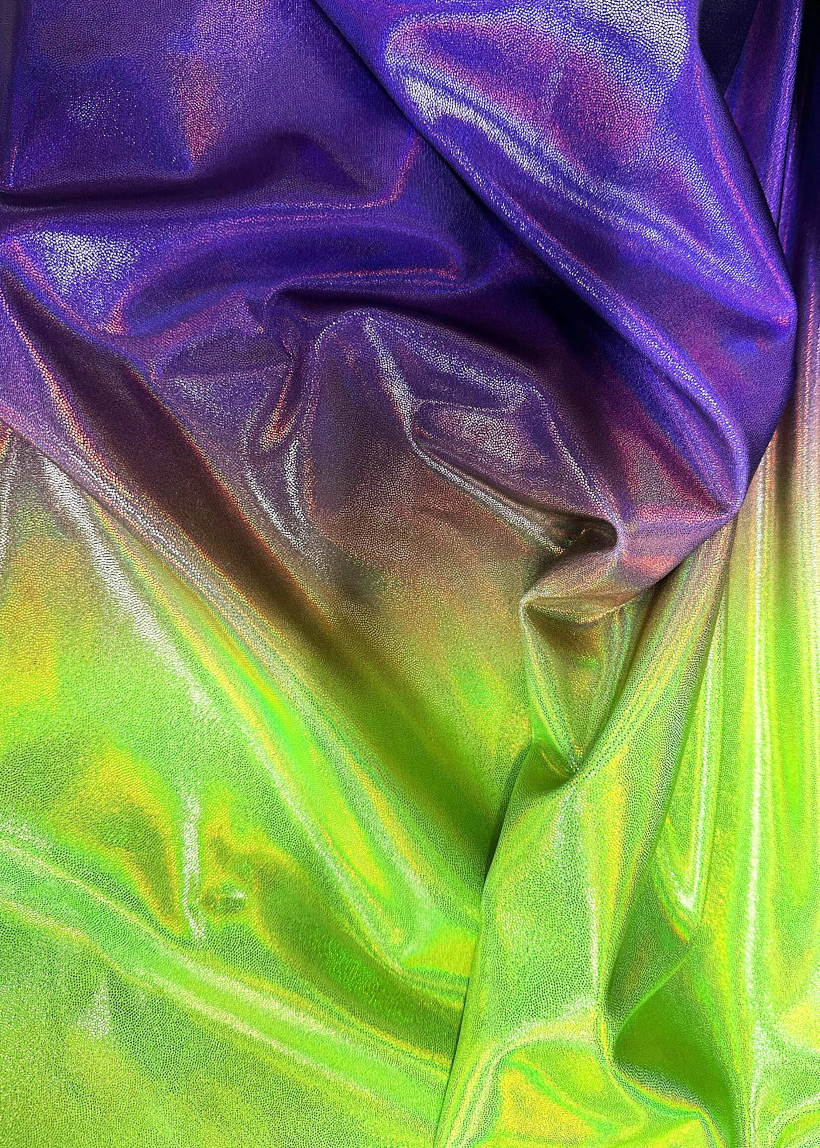 Nylon Spandex Hologram Foil Print 58/60" X 280G/Y - Neon Green/Purple