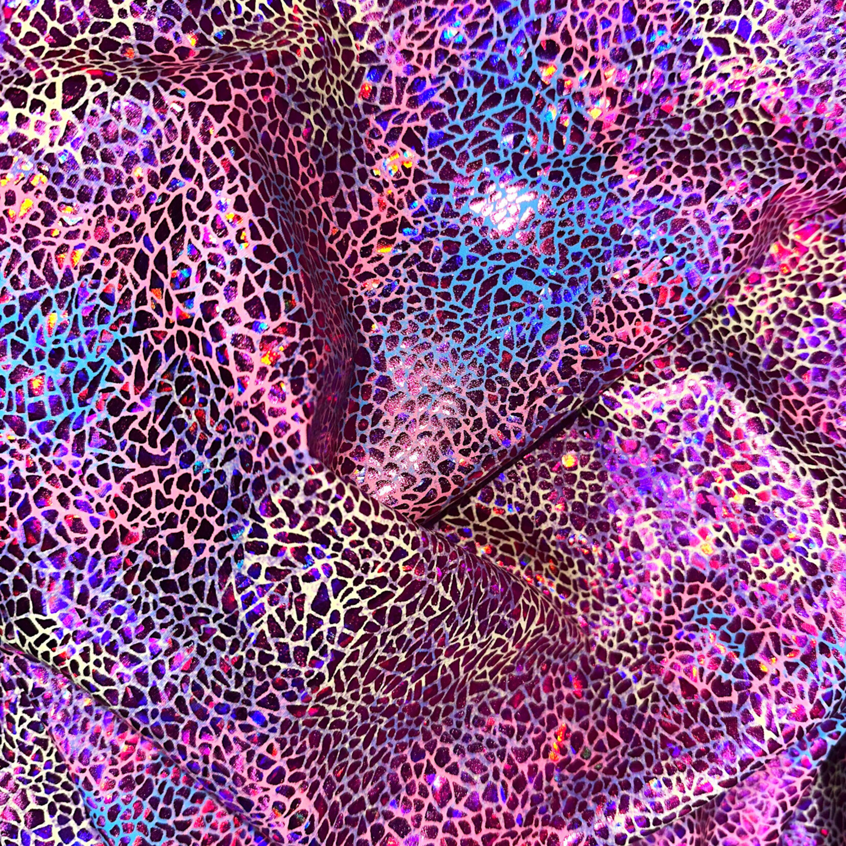 Fuchsia Pattern Ombre Holographic Spandex #1