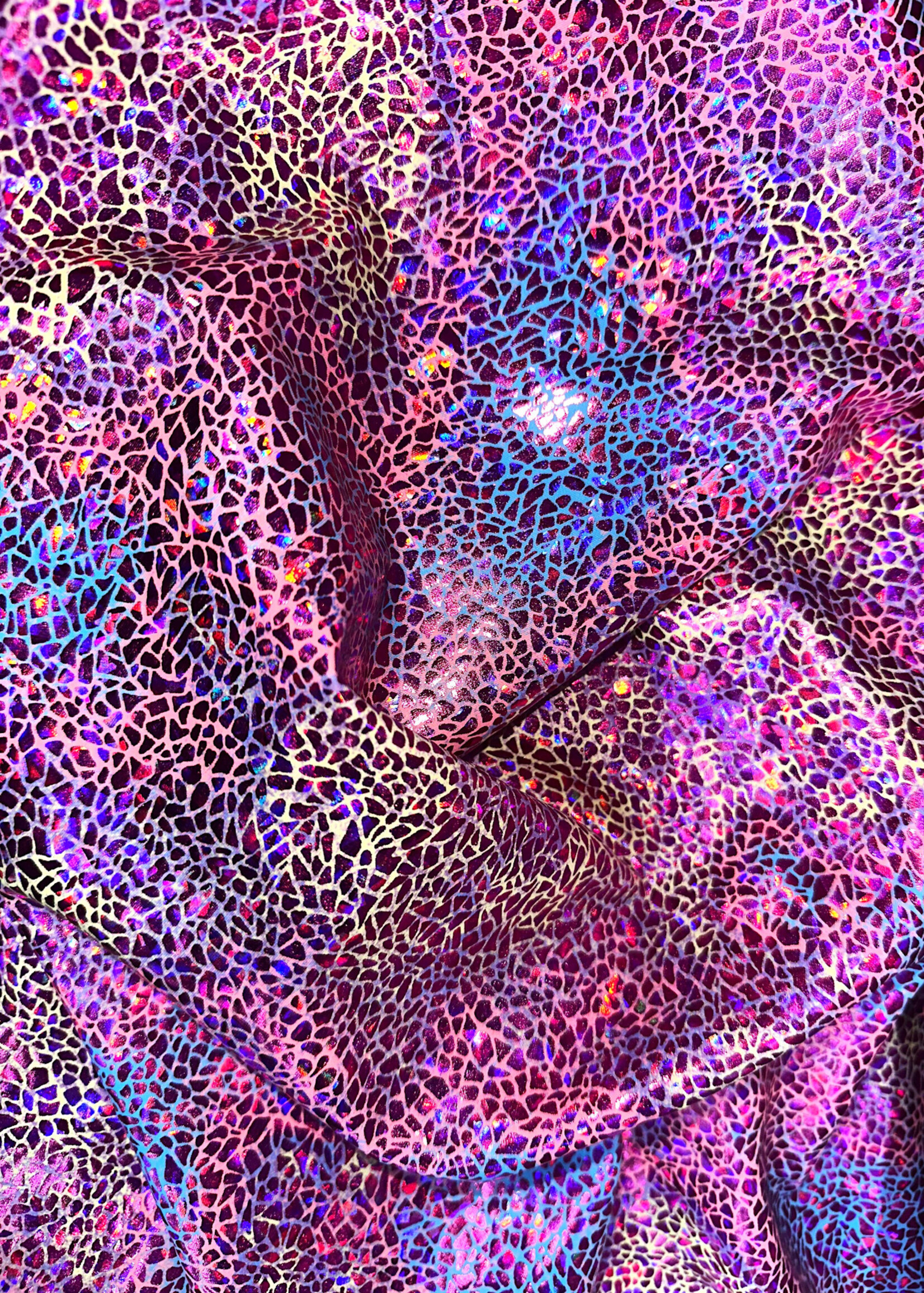 Fuchsia Pattern Ombre Holographic Spandex #1