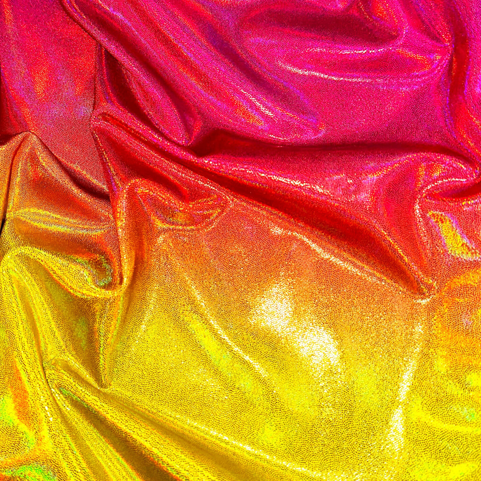 Nylon Spandex Hologram Foil Print 58/60" X 280G/Y - Pink/Yellow