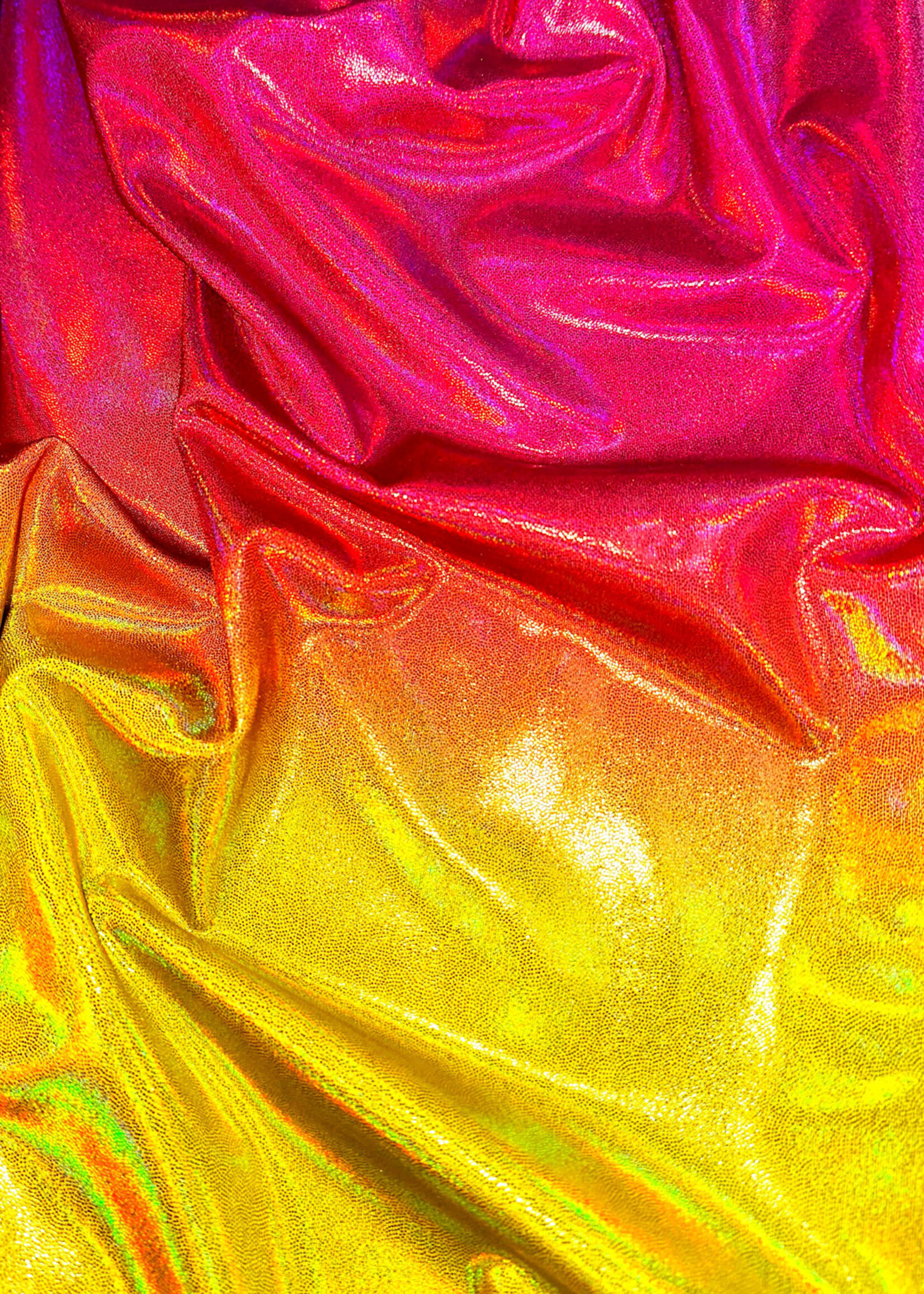 Nylon Spandex Hologram Foil Print 58/60" X 280G/Y - Pink/Yellow