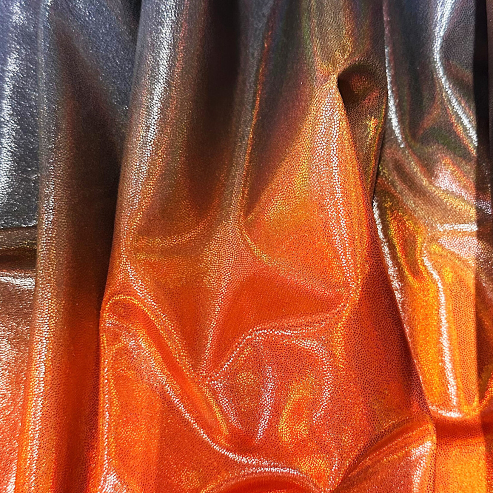 Nylon Spandex Hologram Foil Print 58/60" X 280G/Y - Orange/Black