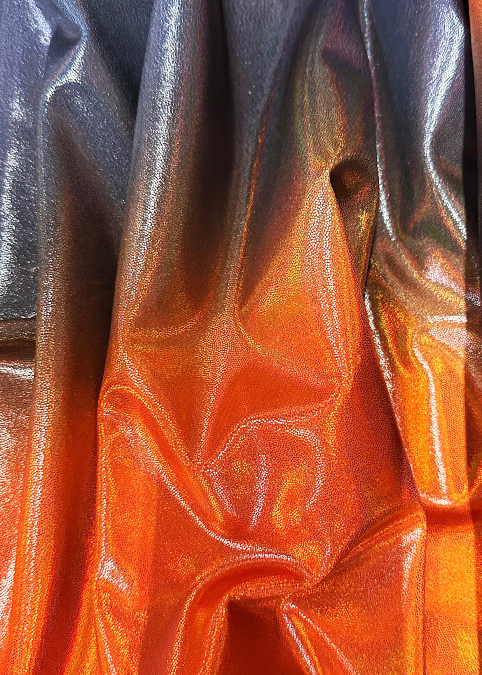 Nylon Spandex Hologram Foil Print 58/60" X 280G/Y - Orange/Black