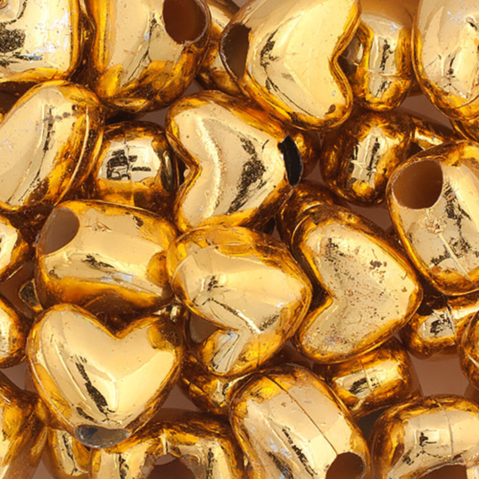 Pony Bead Heart 12x9mm (30pcs) Opaque Gold