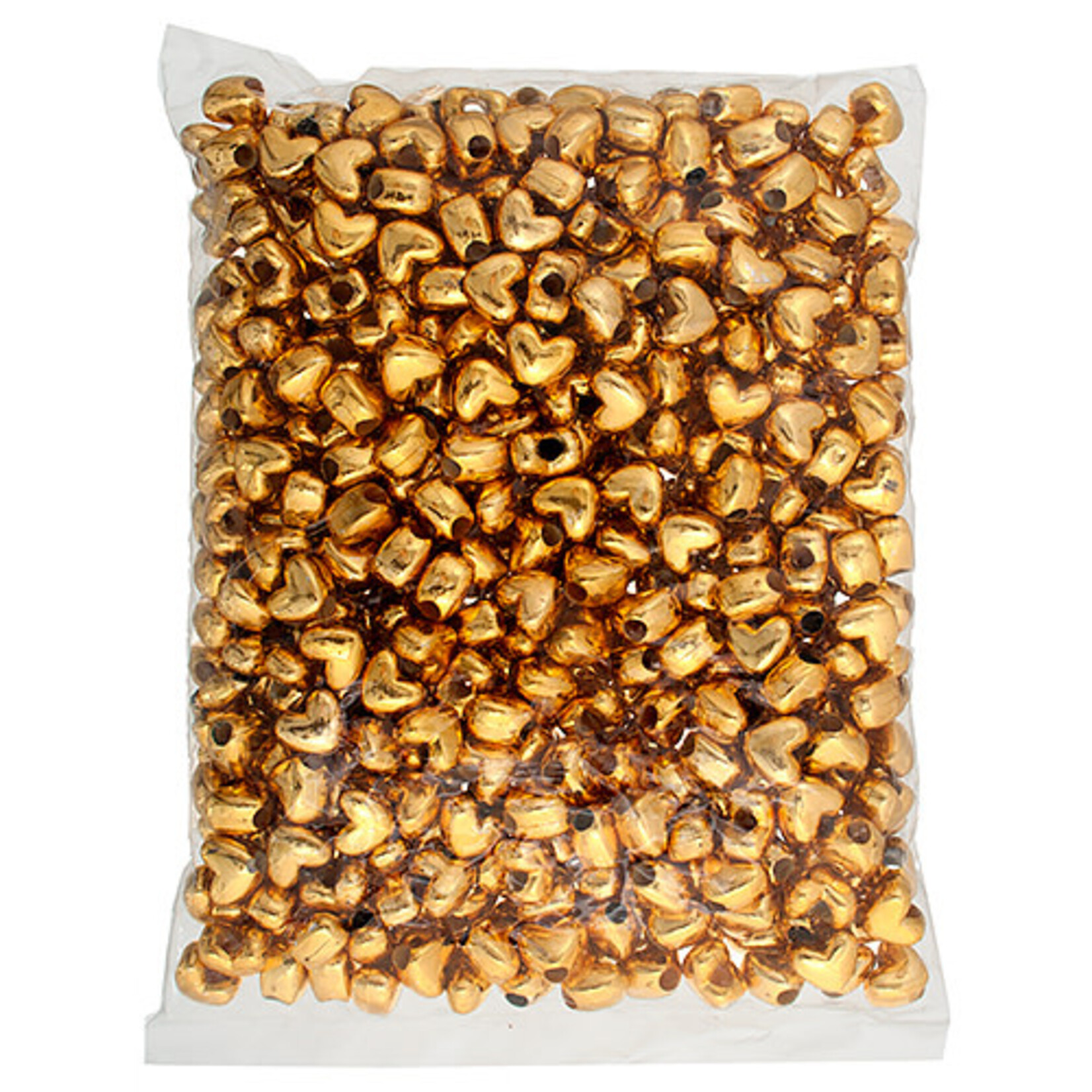 Pony Bead Heart 12x9mm (500pcs) Opaque Gold