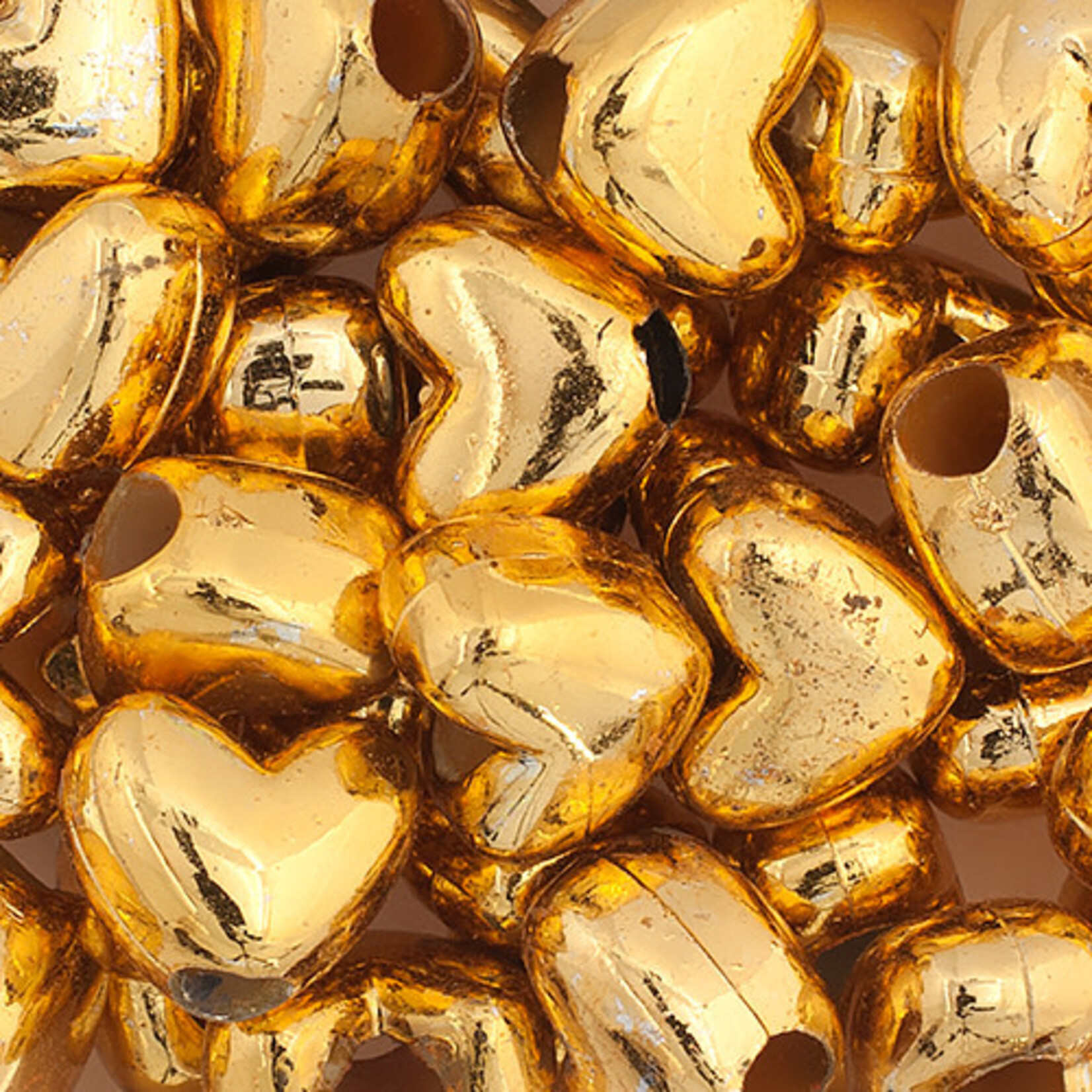 Pony Bead Heart 12x9mm (500pcs) Opaque Gold